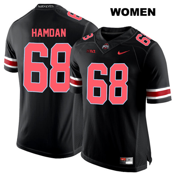 Ohio State Buckeyes Women's Zaid Hamdan #68 Red Number Black Authentic Nike College NCAA Stitched Football Jersey OZ19B44TS
